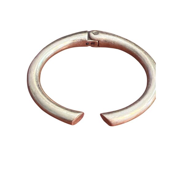 Madewell Matte Gold Tone Hinged Cuff Bracelet Sitting at 6" Sleek Signed - Picture 3 of 5